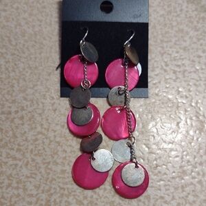 Vintage Pink and Silver Dangle Earrings